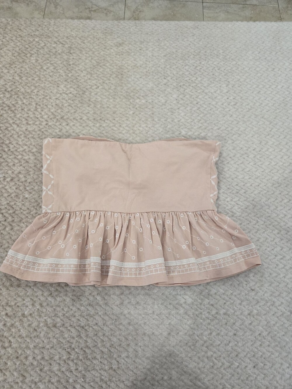 Express Strapless Peplum Tube Top Blush Pink Embroidered Boho Medium - Picture 6 of 9